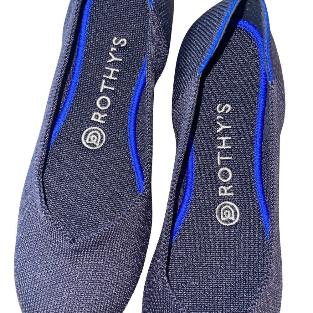Rothys Womens Flat Size 7.  blue Knit Ballet Round Toe Comfort Slip On China - Picture 2 of 10